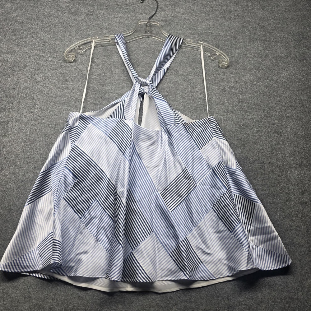 Banana Republic 100% Silk Halter Neck Mini Dress Blue White Striped Size S